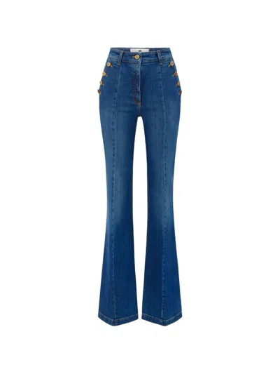 Elisabetta Franchi Flared Leg Denim Jeans In Blue