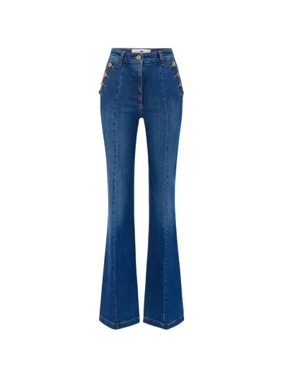 Elisabetta Franchi Flared Leg Denim Jeans In Animal Print