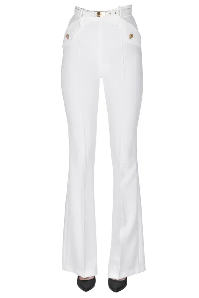 Elisabetta Franchi Flared Leg Trousers In White