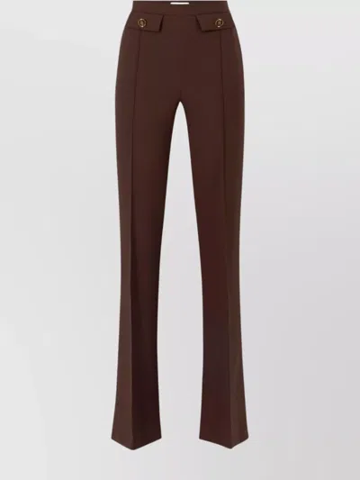 Elisabetta Franchi Flared Leg Trousers Gold-tone Buttons In Burgundy