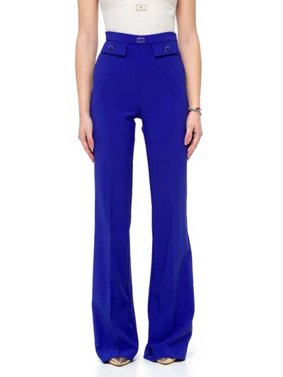Elisabetta Franchi Flared Palazzo Trousers In Blue