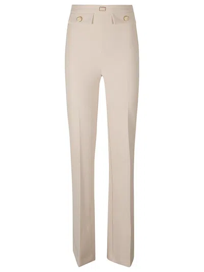 Elisabetta Franchi Flared Palazzo Trousers In White