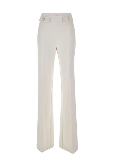 Elisabetta Franchi Flared Palazzo Trousers In White