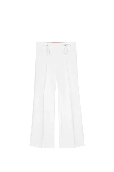 Elisabetta Franchi Kids' Flared Pants With Bow In Panna