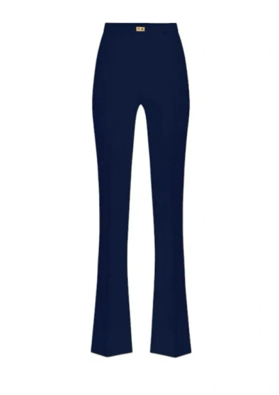 Elisabetta Franchi Flared Pants With Logo Plate