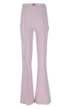 Elisabetta Franchi Flared Pants With Logo Plate In Purple