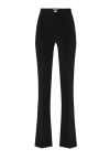 Elisabetta Franchi Flared Pants With Logo Plate In Black