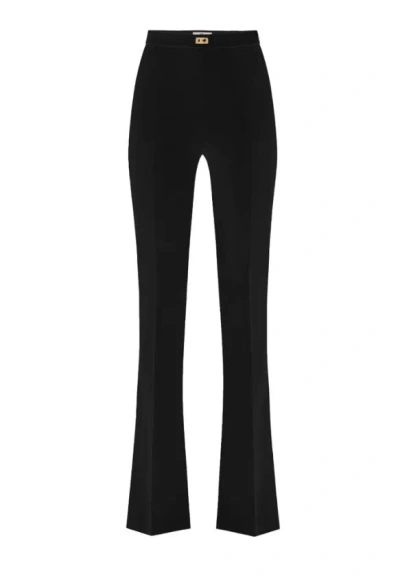 Elisabetta Franchi Flared Pants With Logo Plate