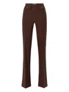 Elisabetta Franchi High-waisted Flared Pants With Decorative Button Details In Burgundy
