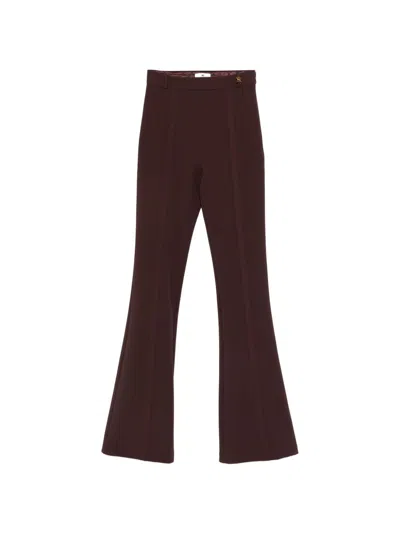 Elisabetta Franchi Flared Trousers With Trumpet Hem In Brown