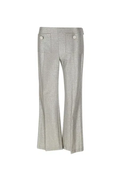 Elisabetta Franchi Flared Tweed Trousers In Silver