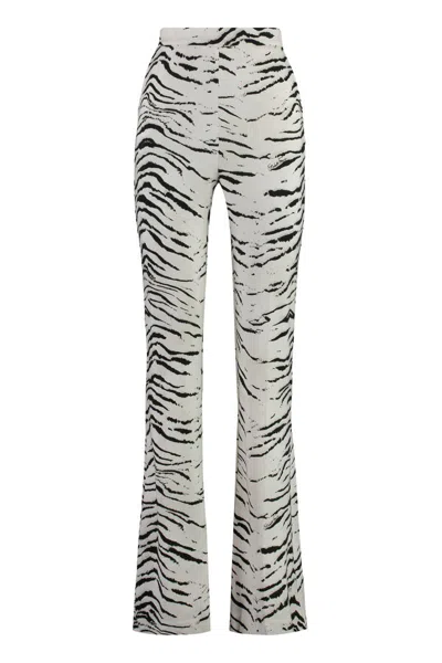 Elisabetta Franchi Zebra-print Flared Trousers In Animalier