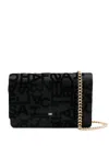 ELISABETTA FRANCHI FLOCKED-LOGO SATIN SHOULDER BAG
