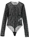 Elisabetta Franchi Flocked Tulle Bodysuit
