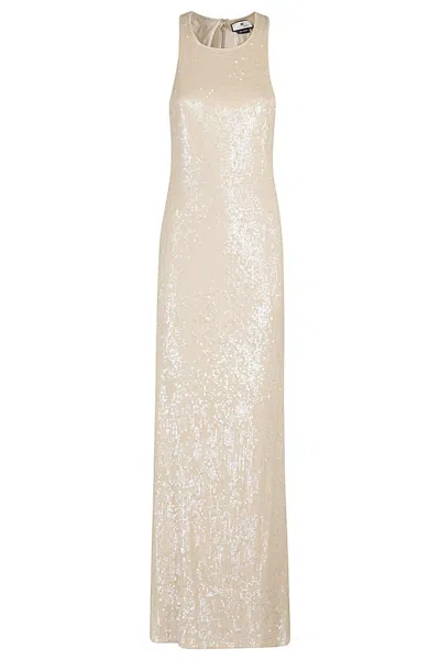 Elisabetta Franchi Women's Beige Sequin Straps Dress