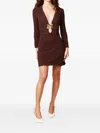 Elisabetta Franchi Openwork Viscose Mini Dress With Jewel Flower