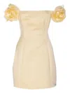 Elisabetta Franchi Short Black Dress With Rose-shaped Straps In Neutral