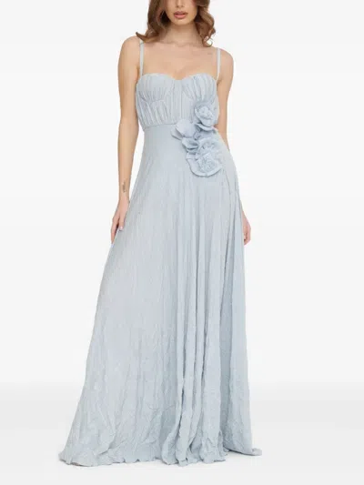 Elisabetta Franchi Flower-embroidery Lurex Gown In Gray