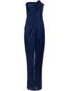 Elisabetta Franchi Floral-appliqué Satin Dress In Blue