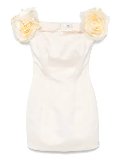 ELISABETTA FRANCHI FLORAL-APPLIQUÉ SATIN MINI DRESS