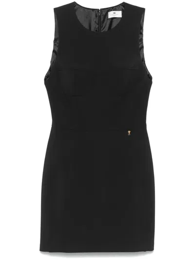 Elisabetta Franchi Floral-charm Crepe Mini Dress In Black