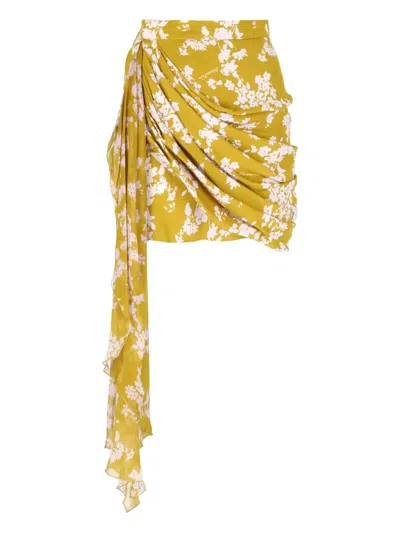 ELISABETTA FRANCHI FLORAL DRAPED SKIRT