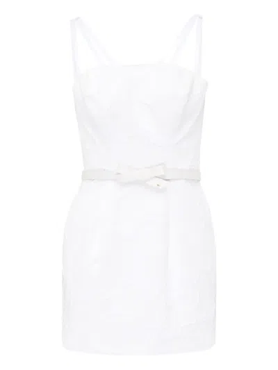 Elisabetta Franchi Floral-embellished Belted Dress In White