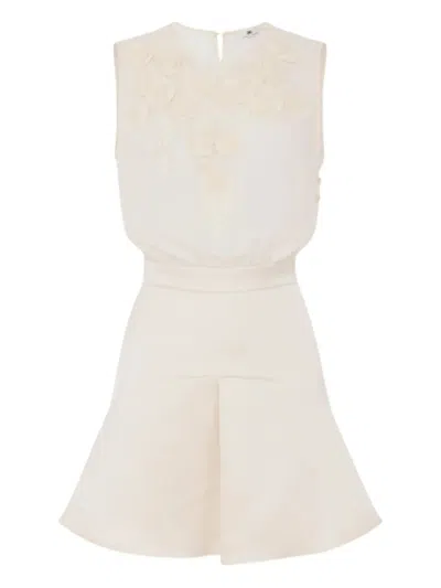 Elisabetta Franchi Floral-embellished Mini Dress In Neutral