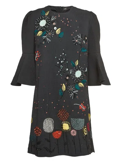 Pre-owned Elisabetta Franchi Floral-embroidered Dress