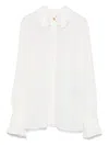 Elisabetta Franchi Floral-embroidered Georgette Shirt In White