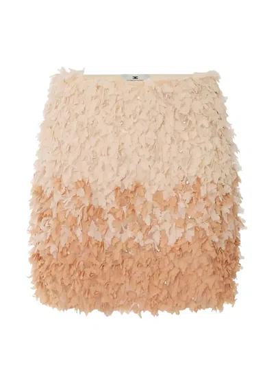 Elisabetta Franchi Floral Embroidered Mini Skirt In Brown