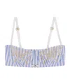 Elisabetta Franchi Floral Embroidered Poplin Bra In Blue