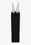 Elisabetta Franchi Red Carpet Embroidery Long Dress With Voile Inserts And Flowers Detail In Black