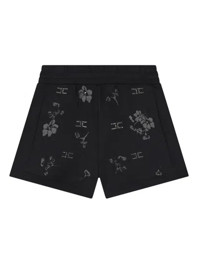 Elisabetta Franchi Kids' Floral-embroidery Casual Shorts In Black