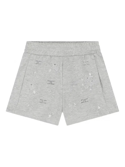 Elisabetta Franchi Kids' Floral-embroidery Casual Shorts In Gray