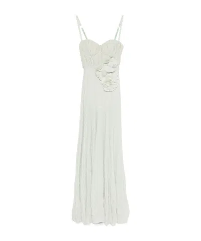 ELISABETTA FRANCHI ELISABETTA FRANCHI EMBROIDERED FLOWER RED CARPET DRESS
