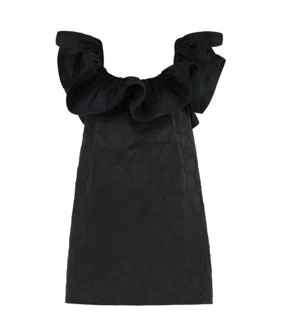 ELISABETTA FRANCHI ELISABETTA FRANCHI RUFFLED FLORAL JACQUARD DRESS