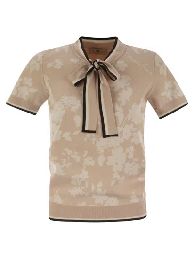 Elisabetta Franchi Women's Floral Jacquard Jumper Sweater In Nude