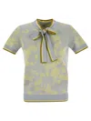Elisabetta Franchi Sky Blue Sweater Yellow Flowers In Light Blue