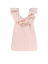 Elisabetta Franchi Floral Jacquard Mini Dress With Ruches In Pink