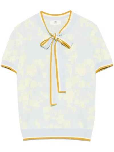 Elisabetta Franchi Floral-jacquard Top In Blue