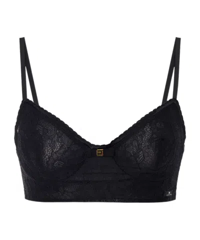 Elisabetta Franchi Bow-detail Lace Bra In Black