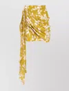 Elisabetta Franchi Floral Pattern Asymmetric Hem Draped Skirt In Yellow