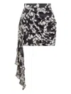 Elisabetta Franchi Floral-print Draped Mini Skirt In Black