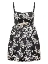 Elisabetta Franchi Floral-print Midi Dress In Black
