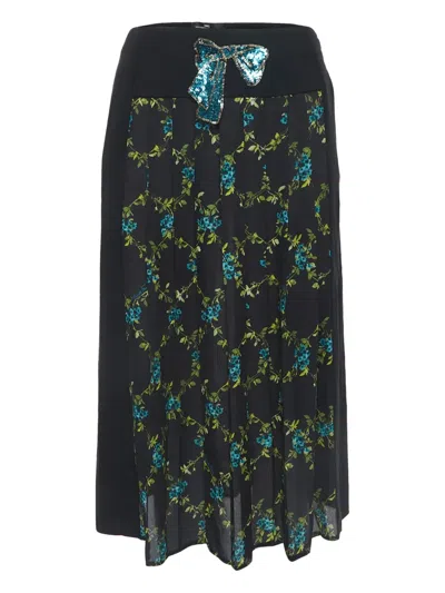 Pre-owned Elisabetta Franchi Floral Print Pleated Skirt