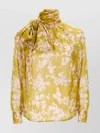 Elisabetta Franchi Floral Print Silk Blouse With Bow Detail In Multi