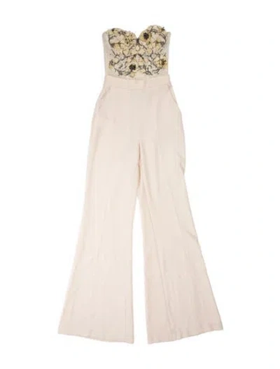 Pre-owned Elisabetta Franchi Floral Print Strapless Jumpsuit In Pink