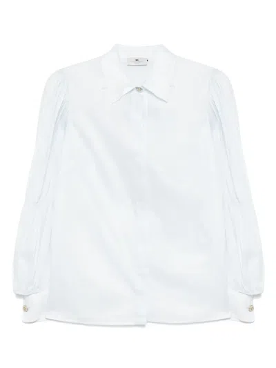 Elisabetta Franchi Flounce-sleeve Muslin Shirt In Blue
