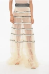 Elisabetta Franchi Flounced Tulle Gipsy Skirt In Animal Print